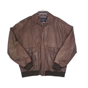 Vintage Context Mens Leather Brown Jacket Classic Bomber Pilots Aviator Size XLT